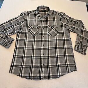 BURNSIDE Men’s Grey Plaid Flannel XXL
